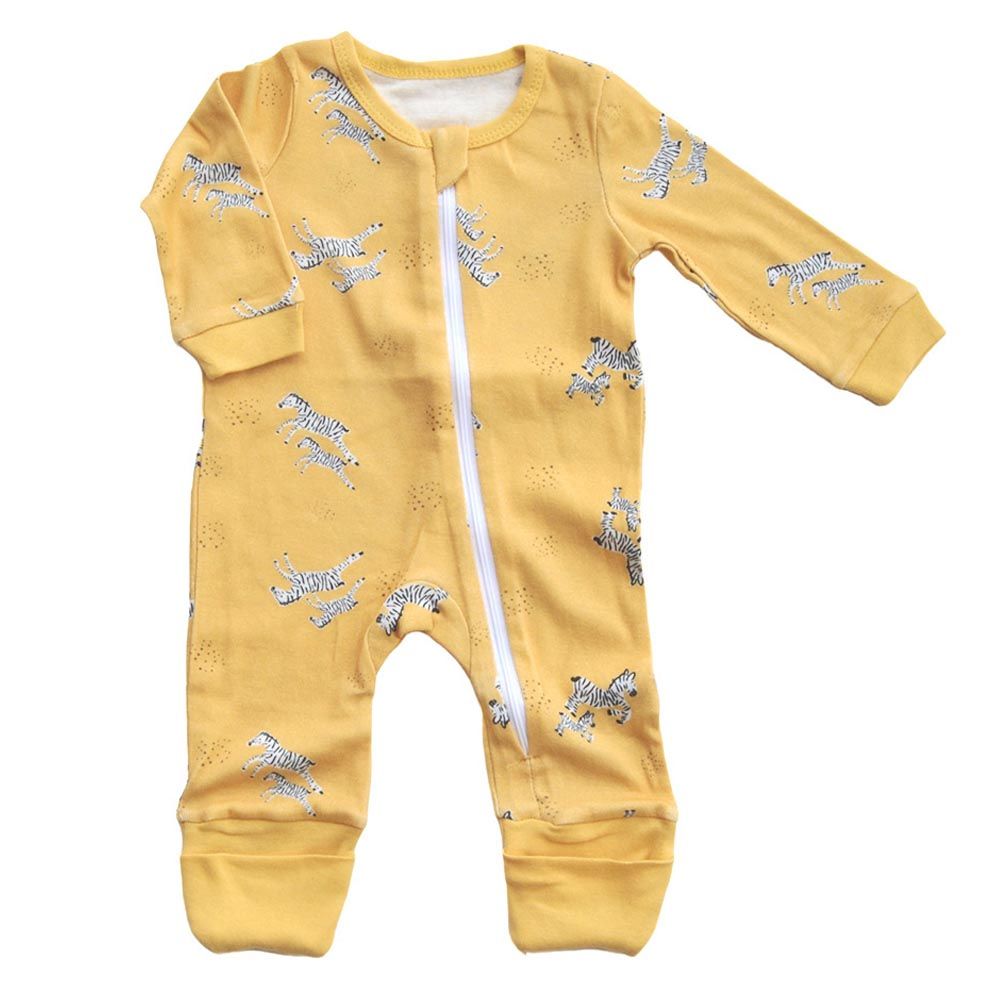 Tickle Tickle Organic Clothing - Zoe Zipup Sleepsuit Yellow