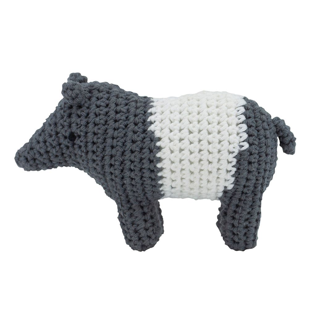 Sebra - Crochet Rattle Tip The Tapir - Shadow Grey