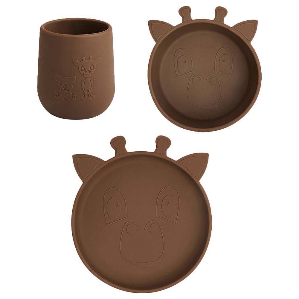 Nuuroo - Judi Silicone Giraffe Dinner Set 3pcs - Acorn