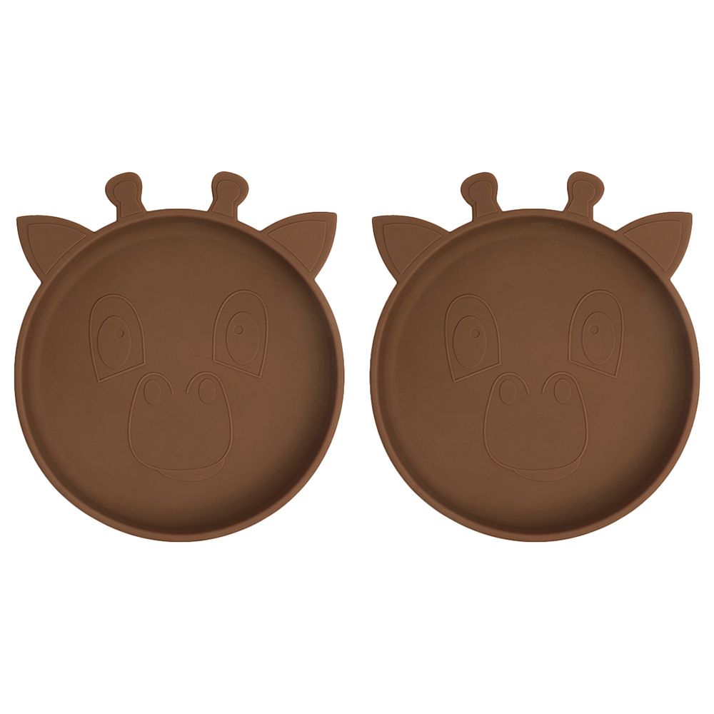 Nuuroo - Akila Silicone Giraffe Plate Pack of 2 - Acorn