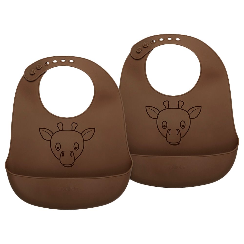 Nuuroo - Alfie Silicone Short Bib w/ Print Pack of 2 - Acorn