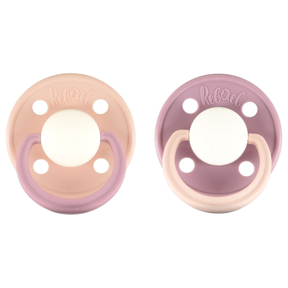 Rebael - Fashion Round Pacifier S1 0-6M - Pack of 2 - Rhino/Poodle