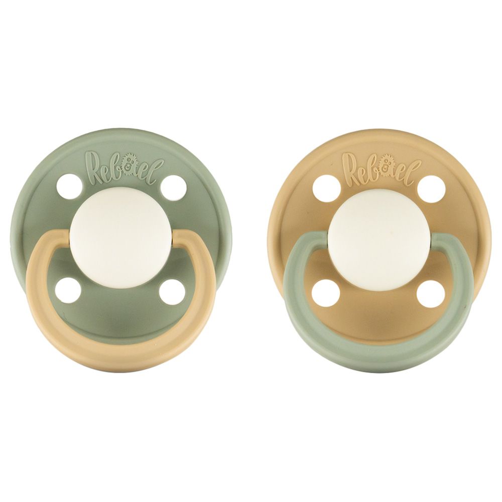 Rebael - Fashion Round Pacifier S1 0-6M - Pack of 2 - Lion/Dolphin