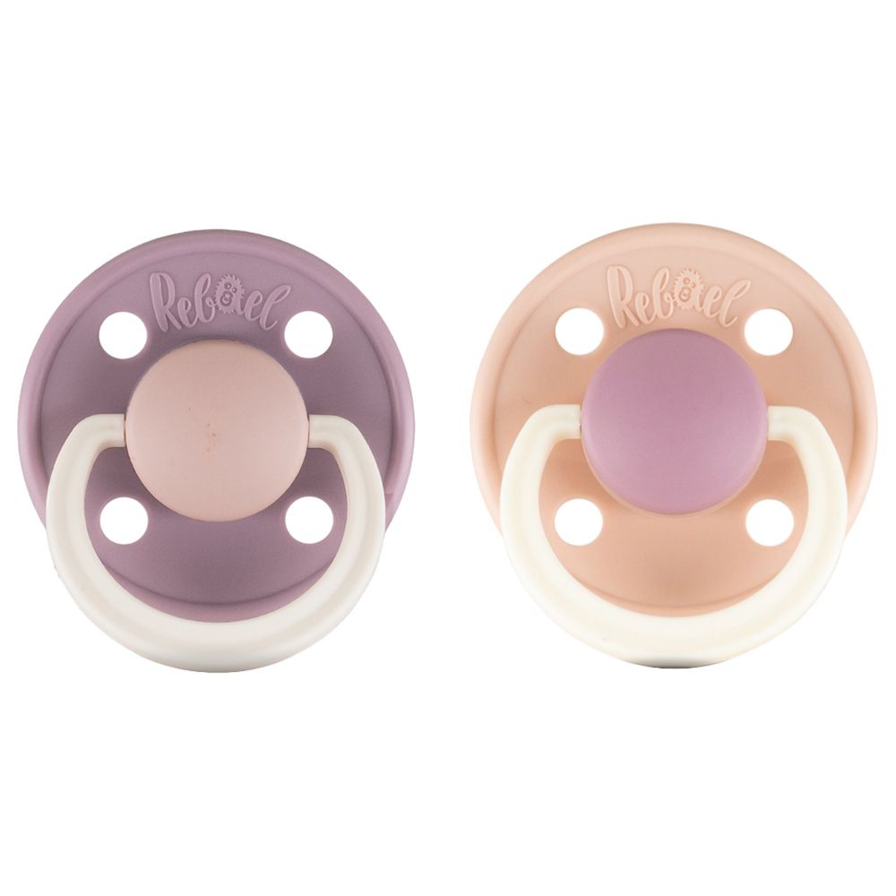 Rebael - Fashion Round Pacifier S2 6M+ - Pack of 2 - Soft/PlumMouse