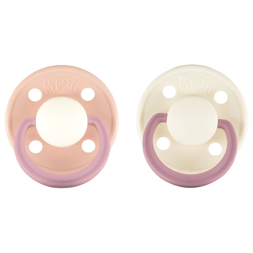 Rebael - Fashion Round Pacifier S2 6M+ - Pack of 2 - Rhino/PearlyRhino