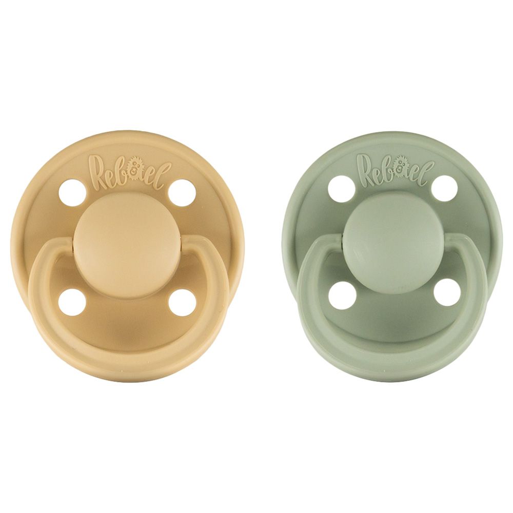 Rebael - Mono Round Pacifier S2 6M+ - Pack of 2 - Laurel/Almond