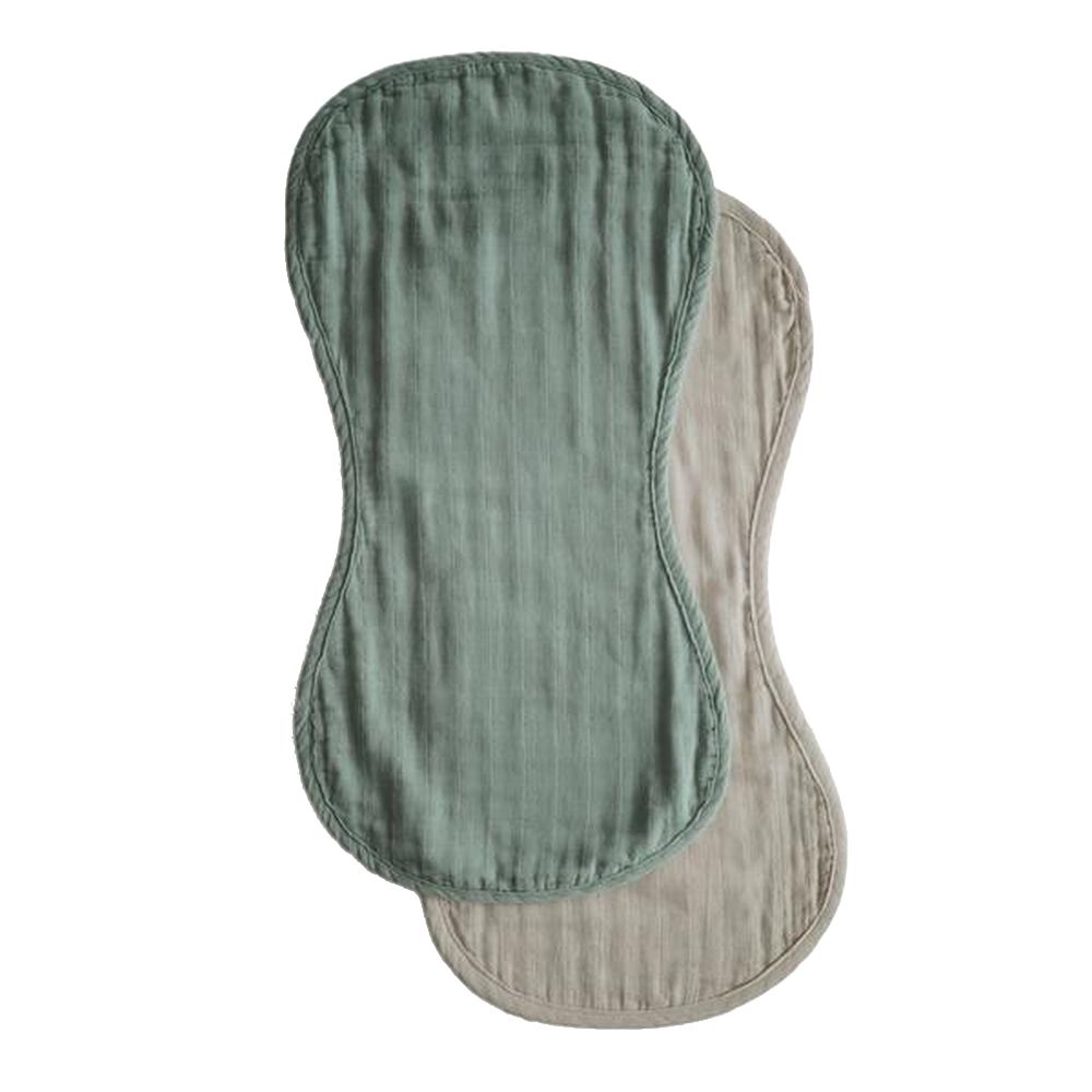 Mushie - Burp Cloth - Roman Green,Fog