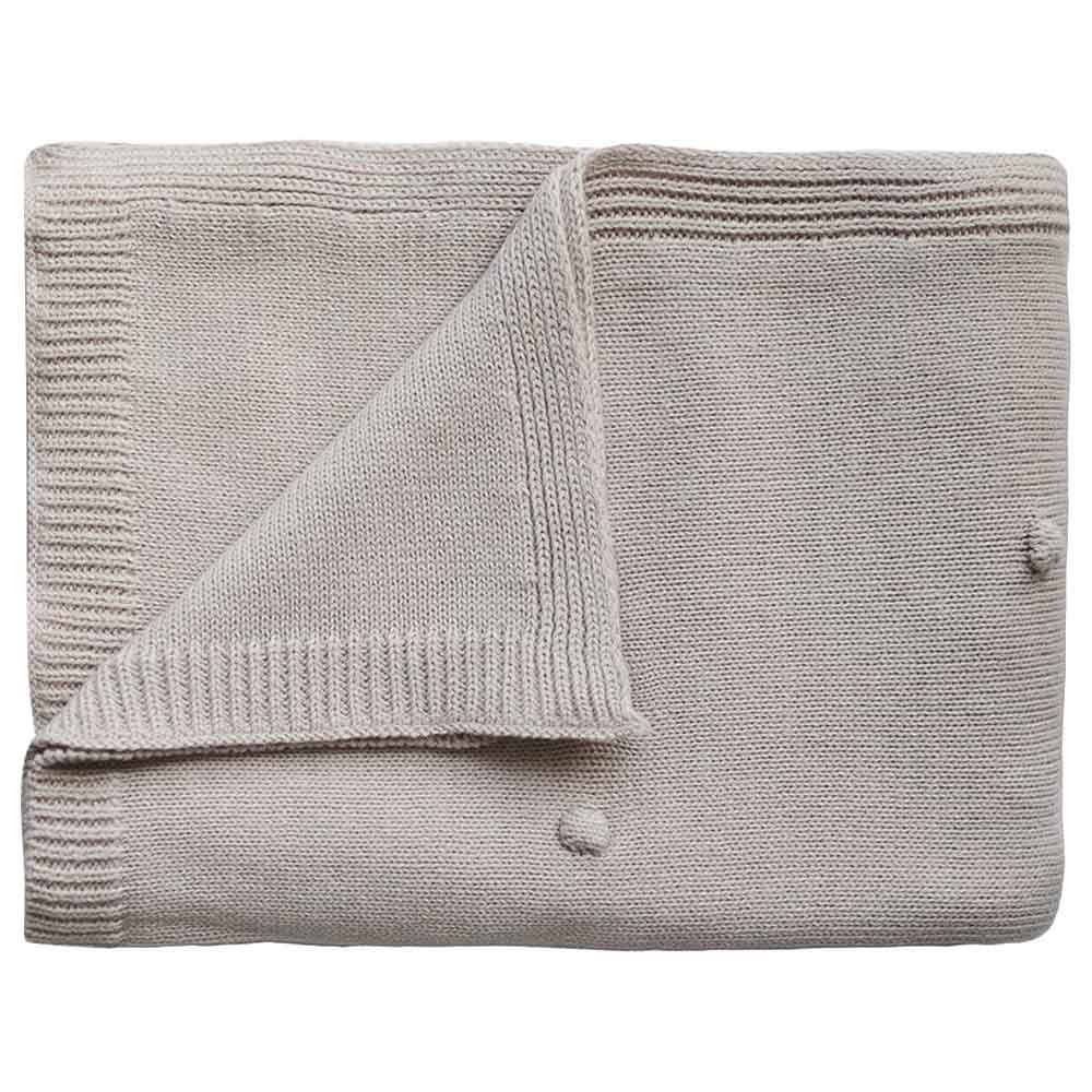 Mushie - Knitted Baby Blanket - Textured Dots Off White Melange