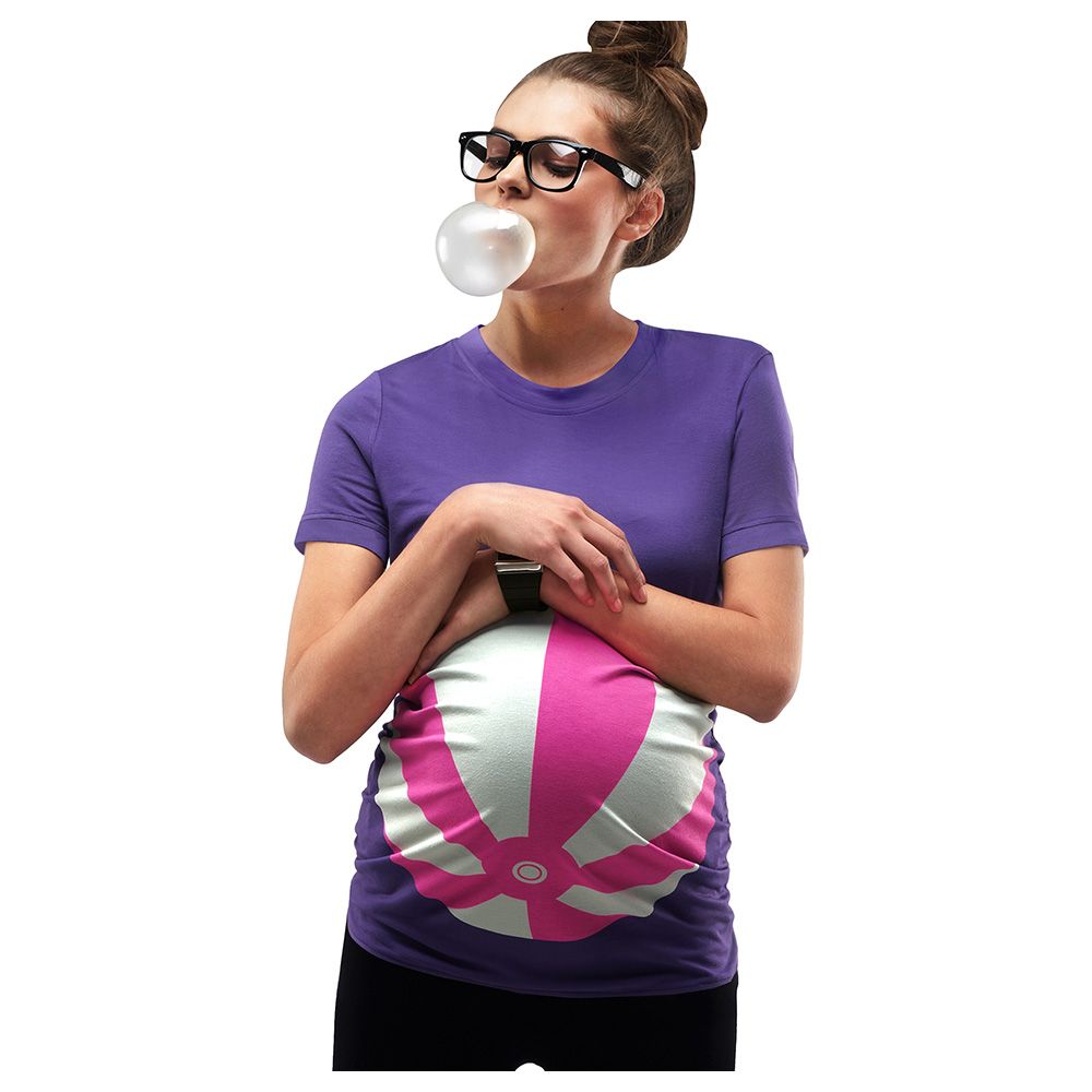 Mamagama - Purple Beach Ball Maternity T-Shirt