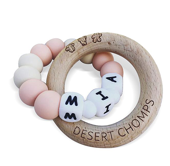 Desert Chomps - Personalized Teether Lasso - Peaches & Cream