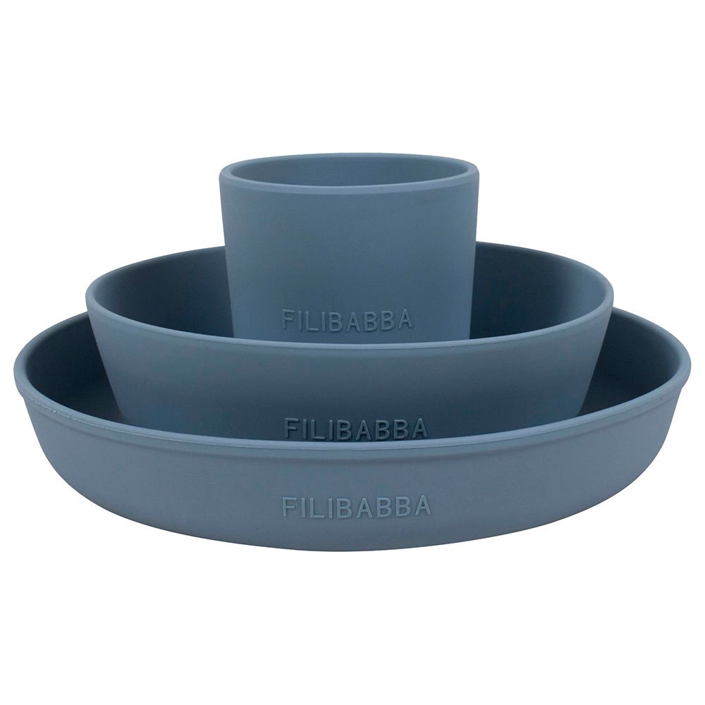 Filibabba - Silicone Dinner Set - Powder Blue