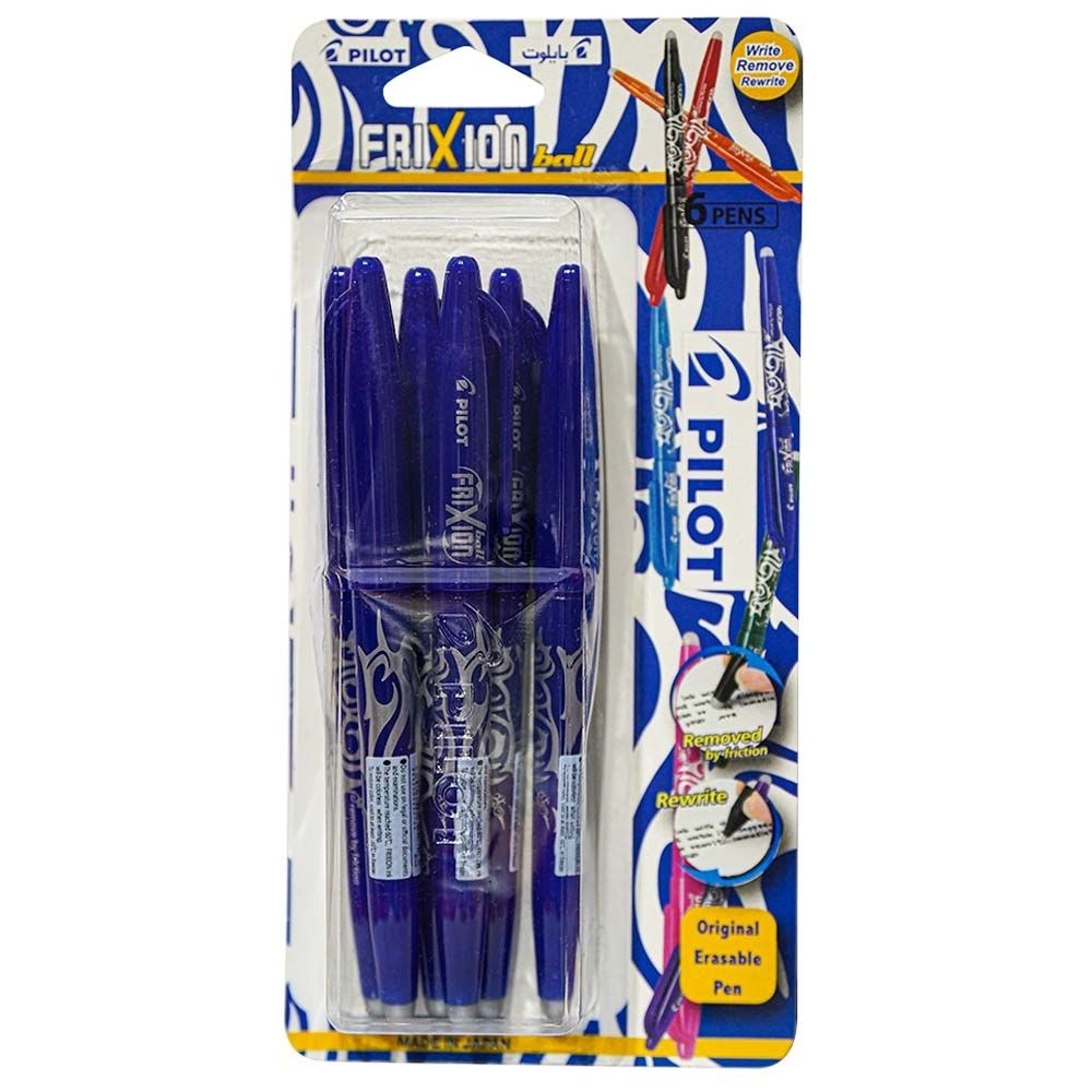 Pilot - Frixion Roller Erasable 0.7 Pens 6pc - Blue