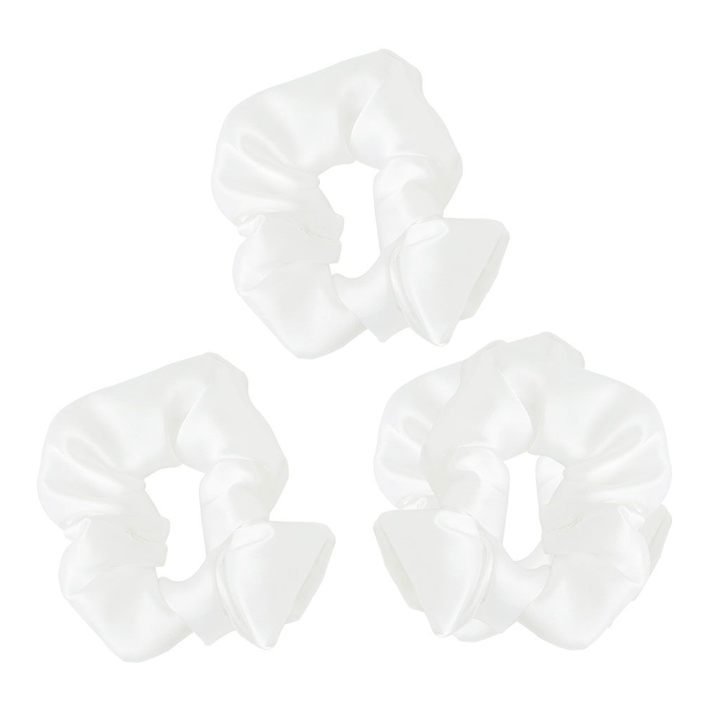 Regal Fabrics - Pack of 3 Silk Scrunchies - White