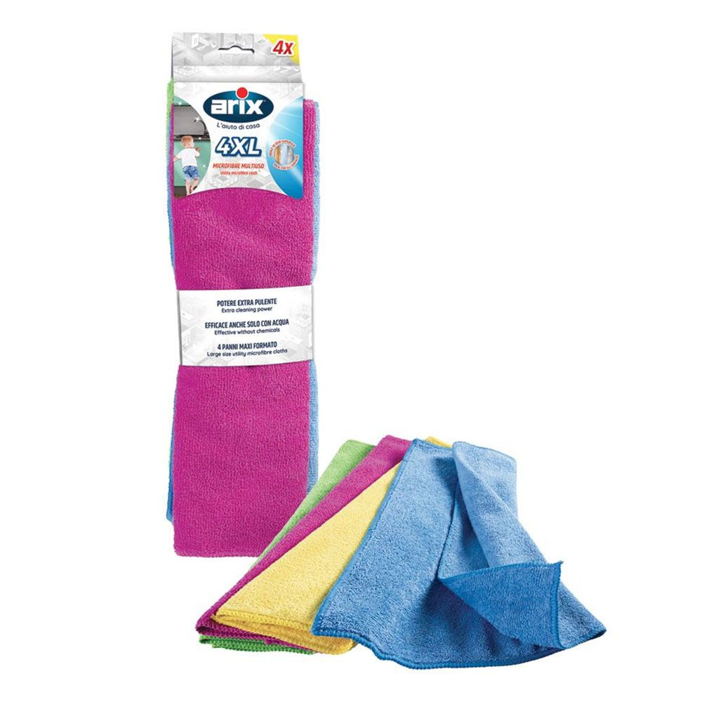 Arix - Microfibre Cloths Multipack Pack of 4 Assorted