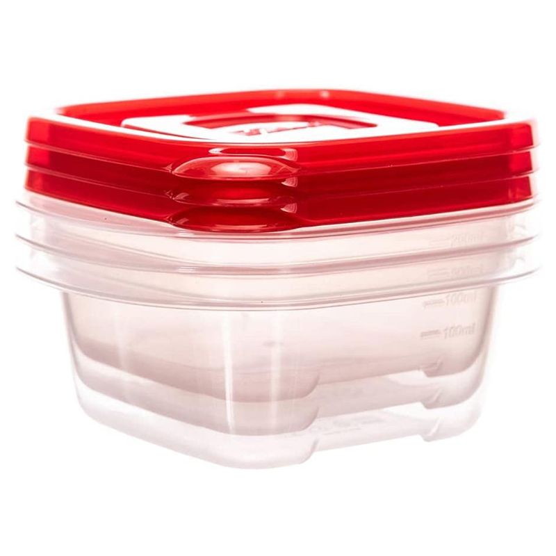 LocknLock - Ezlock Square Container 250ml - Red - 3pcs