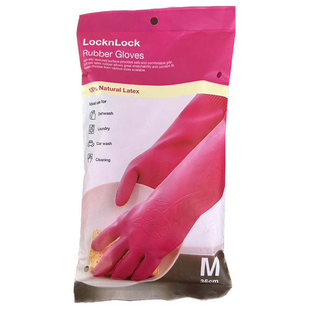 Lock&Lock - Rubber Gloves 36cm - Medium - Pink