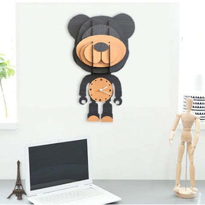 Factory Price - Large Wooden Wall Clock 3D Dog Design