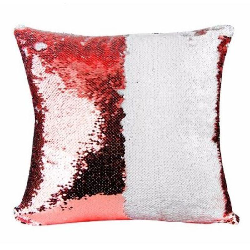 Factory Price Reversible Sequins Cushion Cover - Red/White