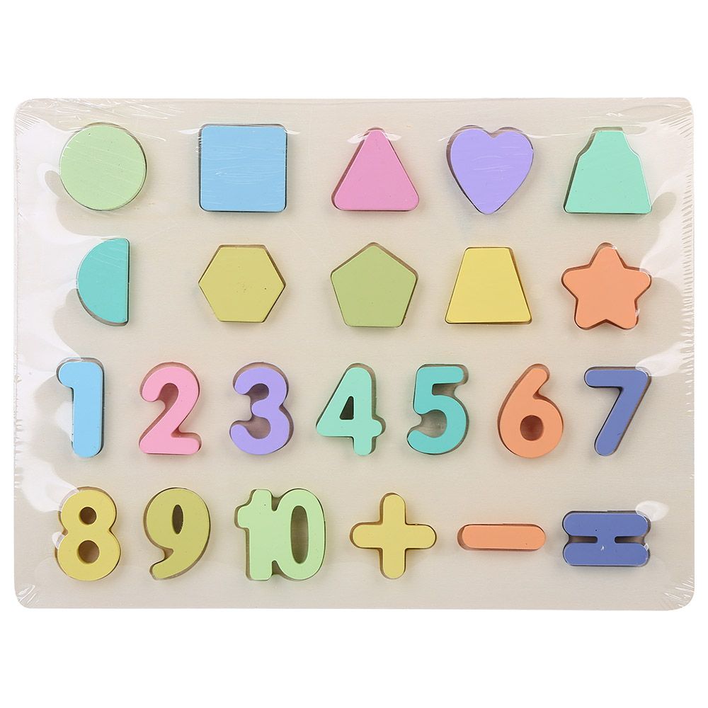 Factory Price - Wooden Shapes & Numbers Puzzle - 23pc