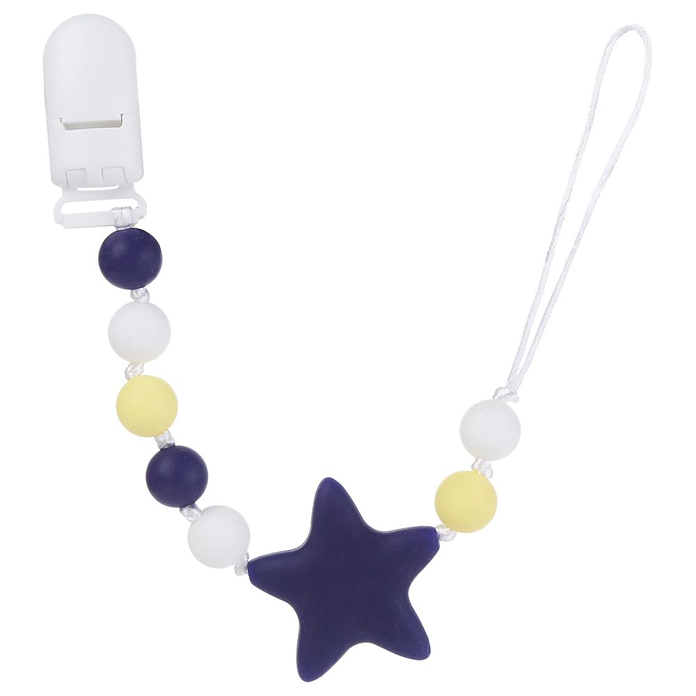 Factory Price - Subtle Star & Beads Pacifier Clips Navy Blue