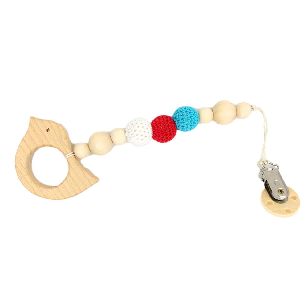 Factory Price - Wooden Teether with Pacifier Clip - Bird