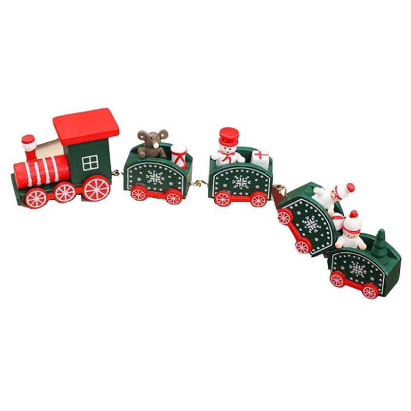 Factory Price - Christmas Wooden Train Set - 5Pcs - Green