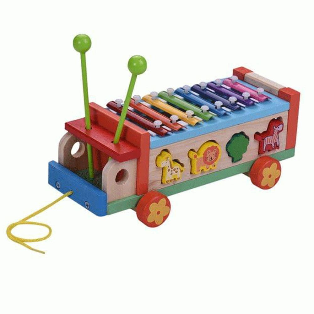 Factory Price - Wooden Xylophone Piano Car - 8 Tunes