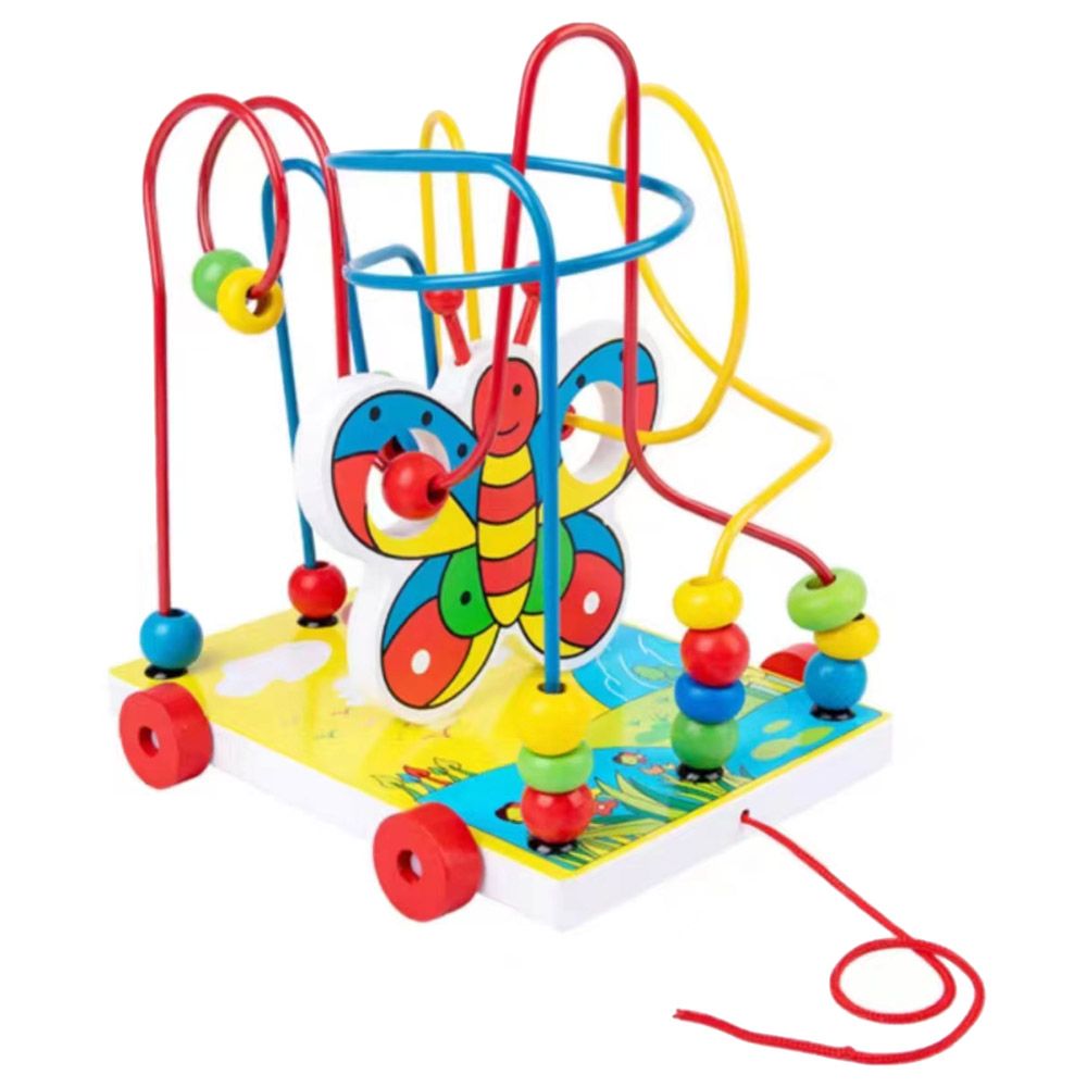 Factory Price - Multifunctional Bead Winding Pull Along Toy - Butterfly