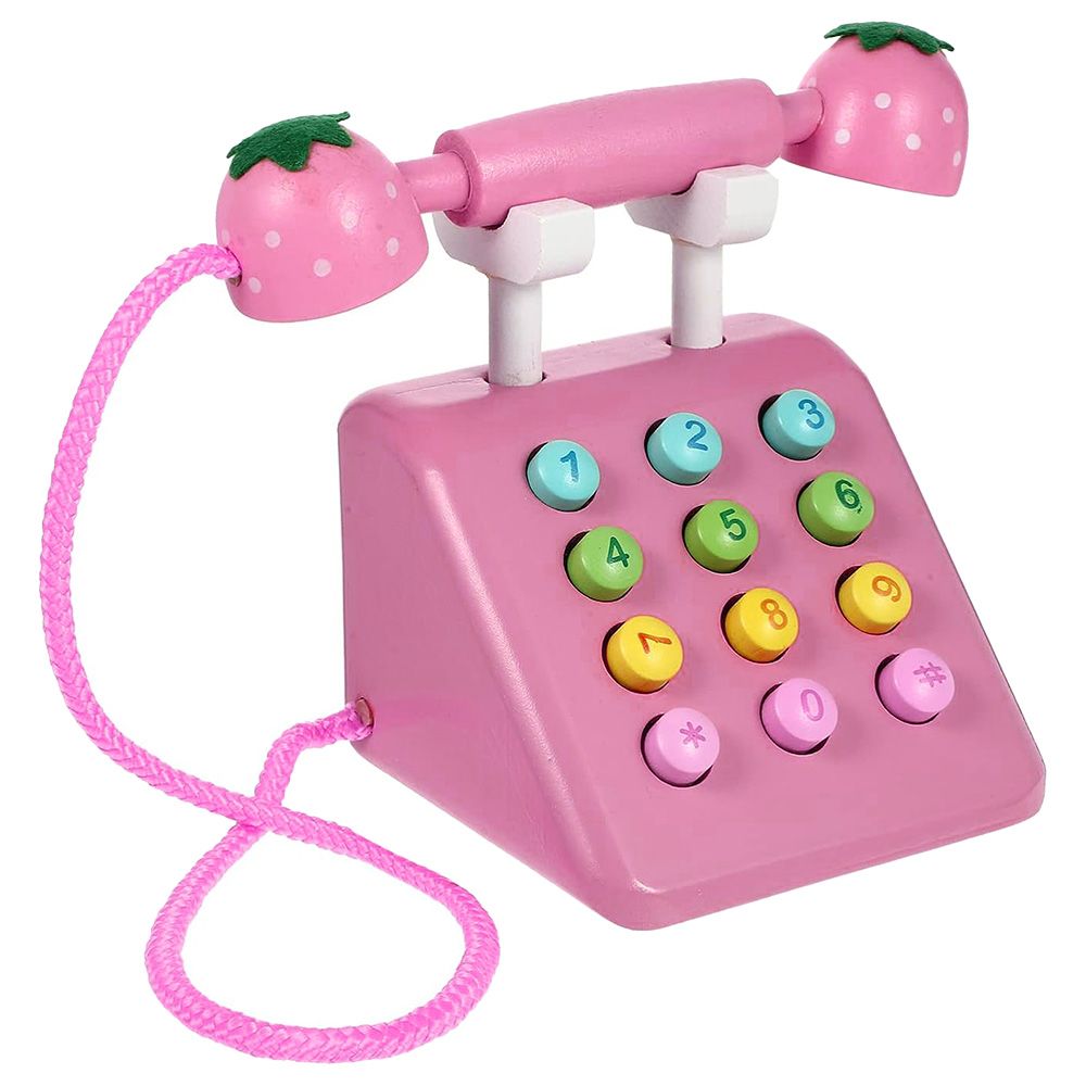 Factory Price - Wooden Pretend Telephone Toy - Pink