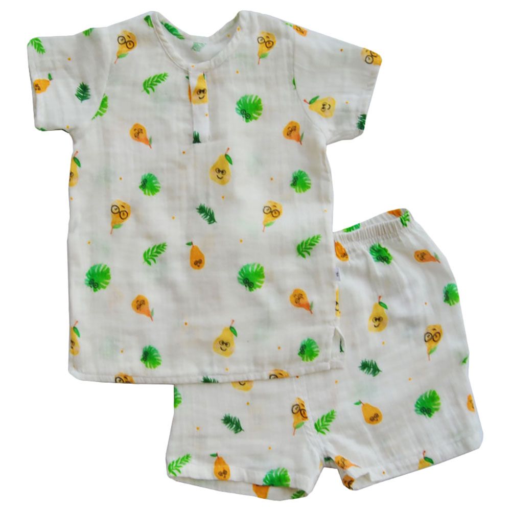 Tickle Tickle - Poppet Pear Organic Muslin Shorts and Tee Set