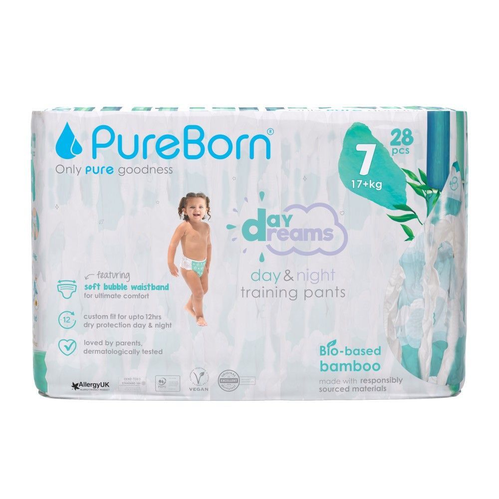 Pureborn - Twin Pack Pull Ups 17kg+ Size 7 - 28pcs - Assorted