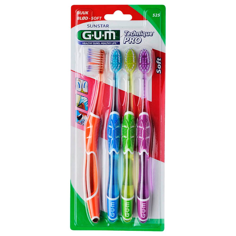 Gum - Technique Pro Soft Toothbrush - 4pcs