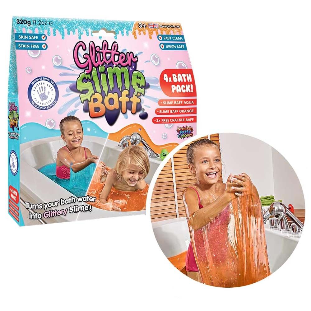 Zimpli Kids - Slime Baff & Crackle - Orange/Aqua - 4pcs