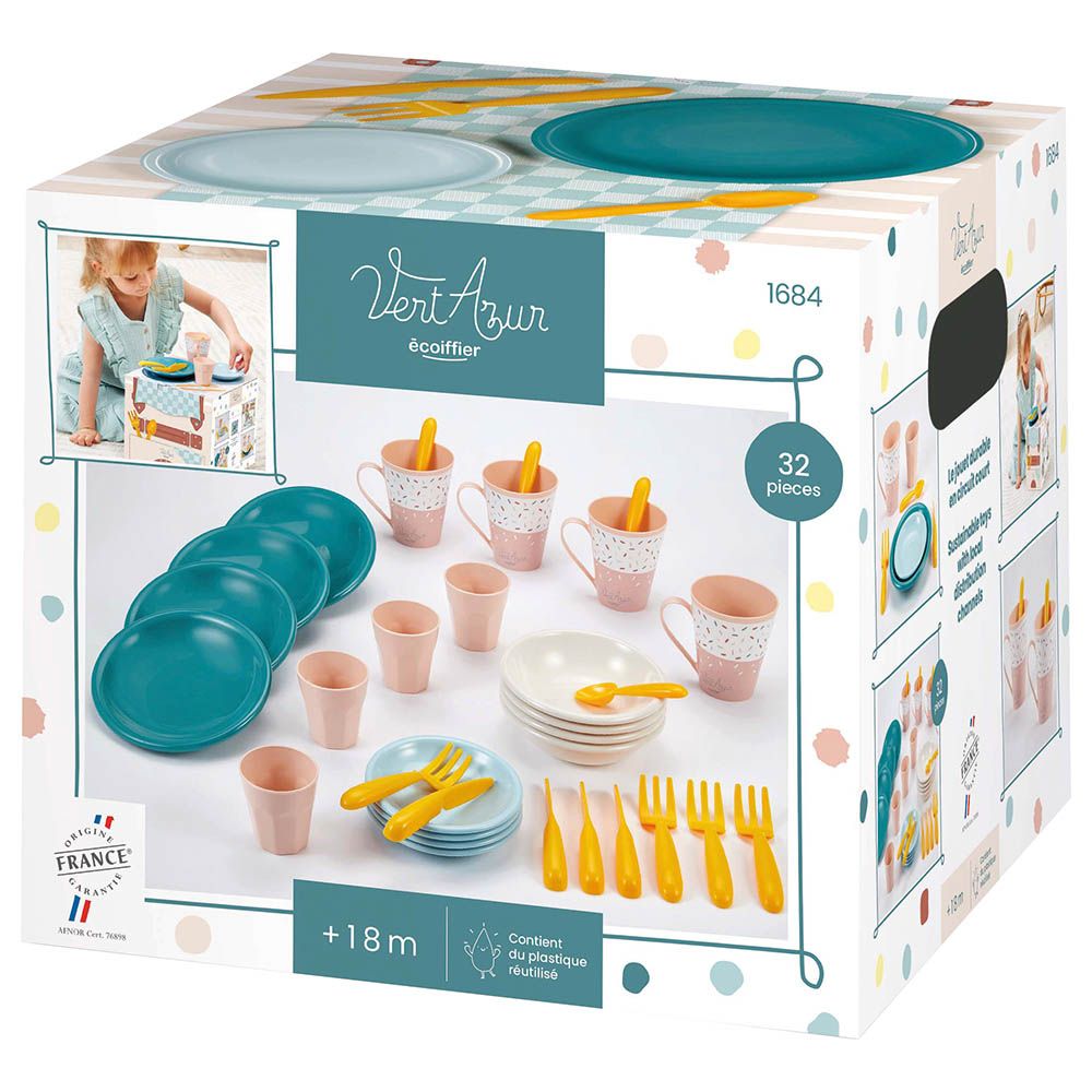 Ecoiffier - Picnic Servware Vert Azur - 32pcs