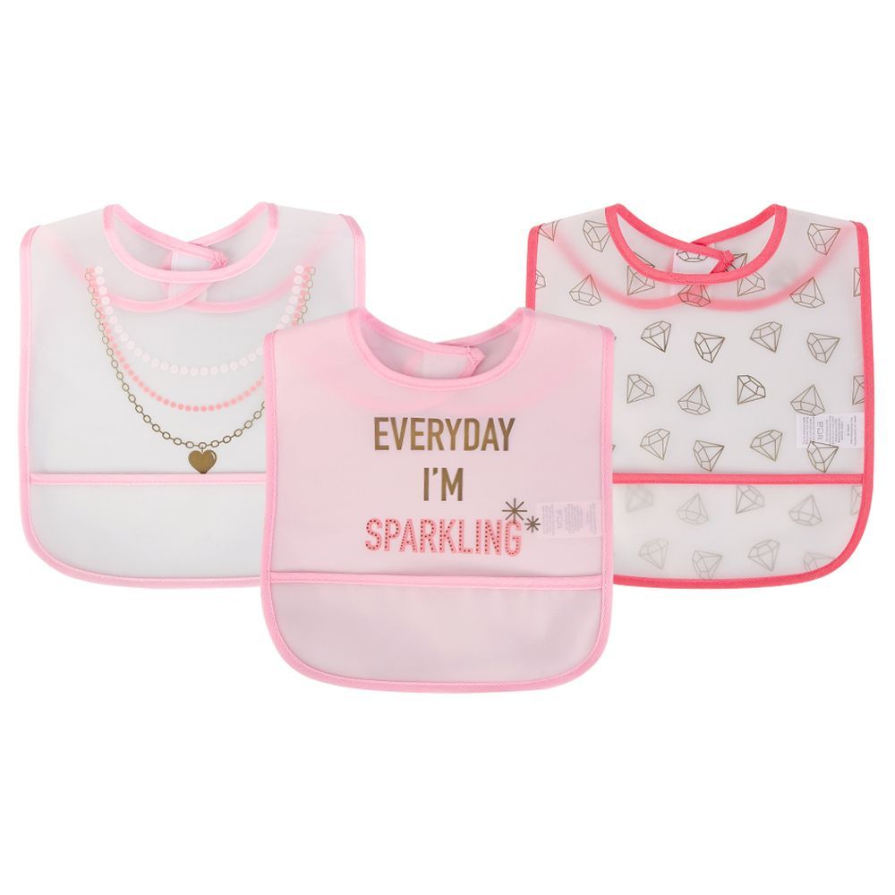 PEVA bibs Pack of 3 - Pink