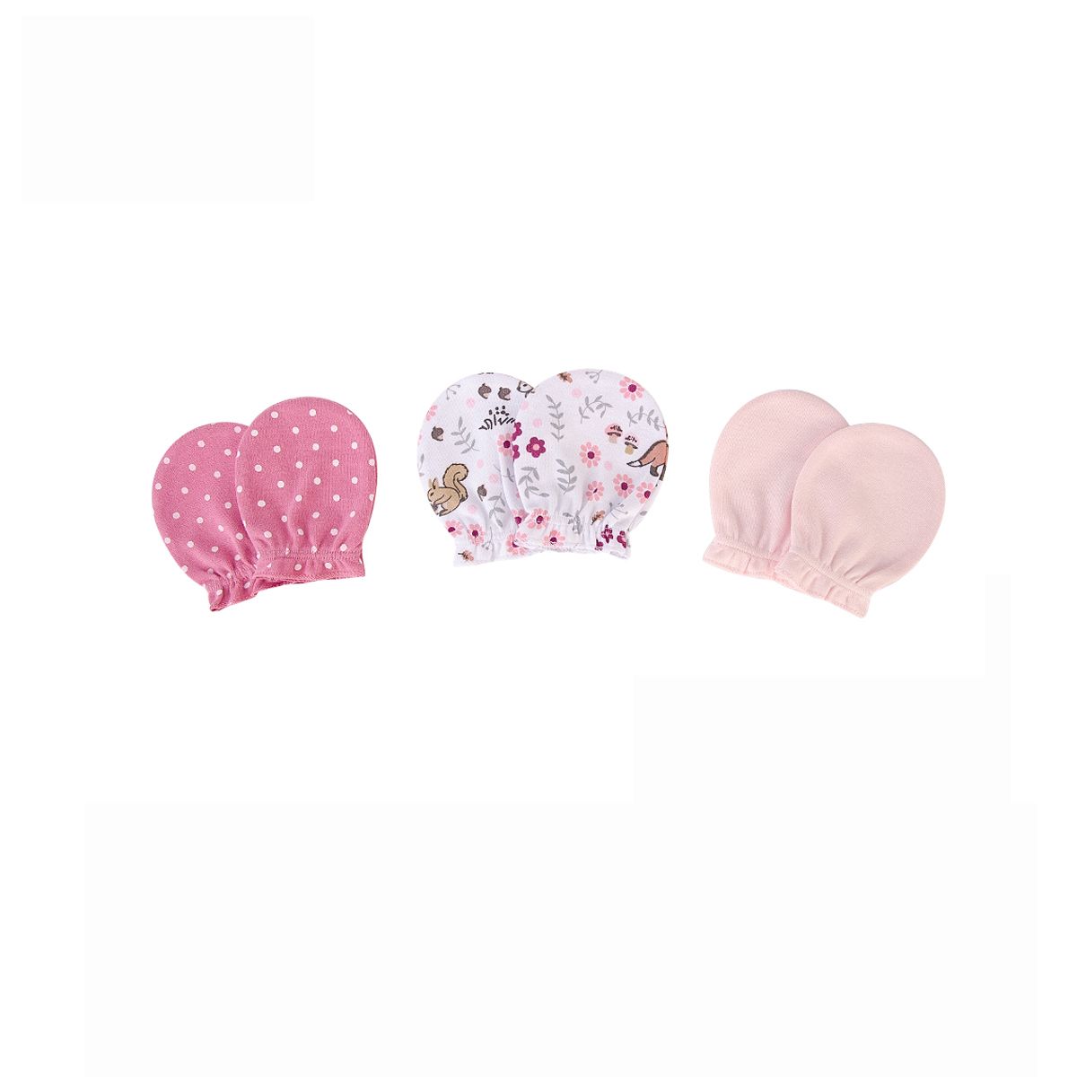 Hudson Childrenswear - 3Pc-Set - Cotton Scratch Mittens - Floral