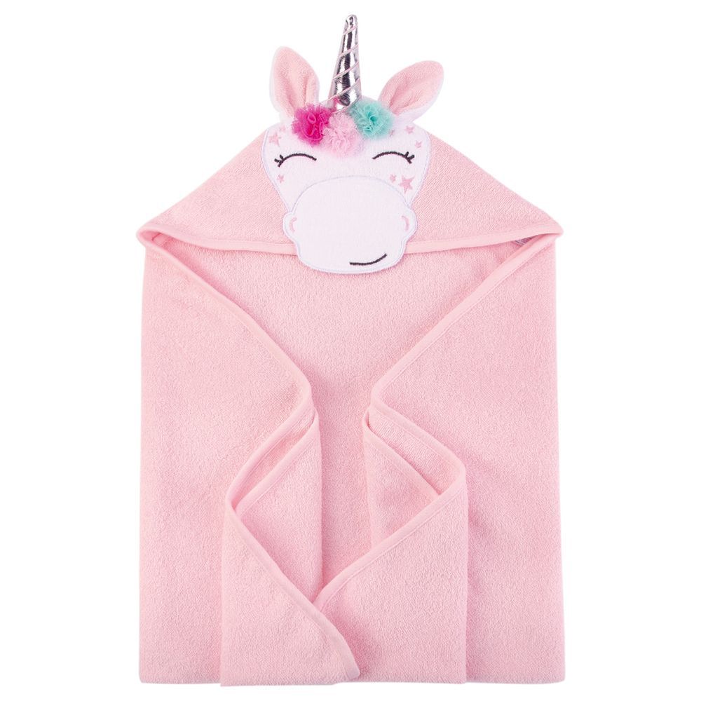 Unicorn Cotton Hooded Towel - Pink