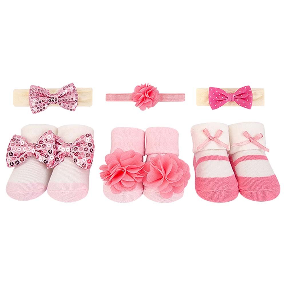 Hudson Childrenswear - 6-Pk Headband & Booties Set - Coral