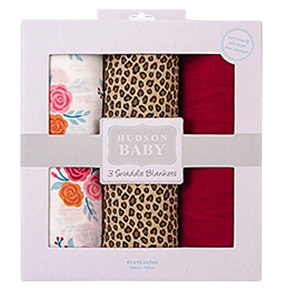 Hudson Childrenswear - Luxe Muslin Swaddles - Pack of 3 - Flora