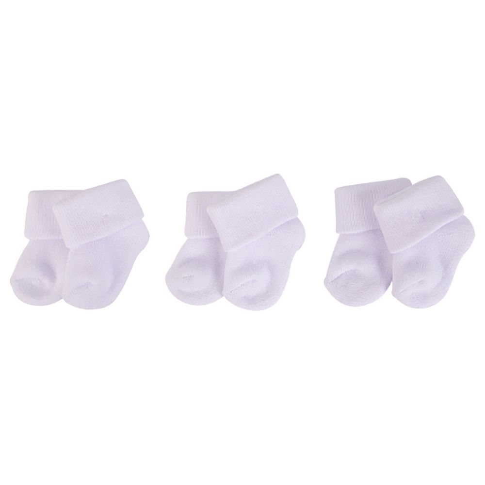 Hudson Childrenswear - 3-Pk Cotton White Baby Terry Socks