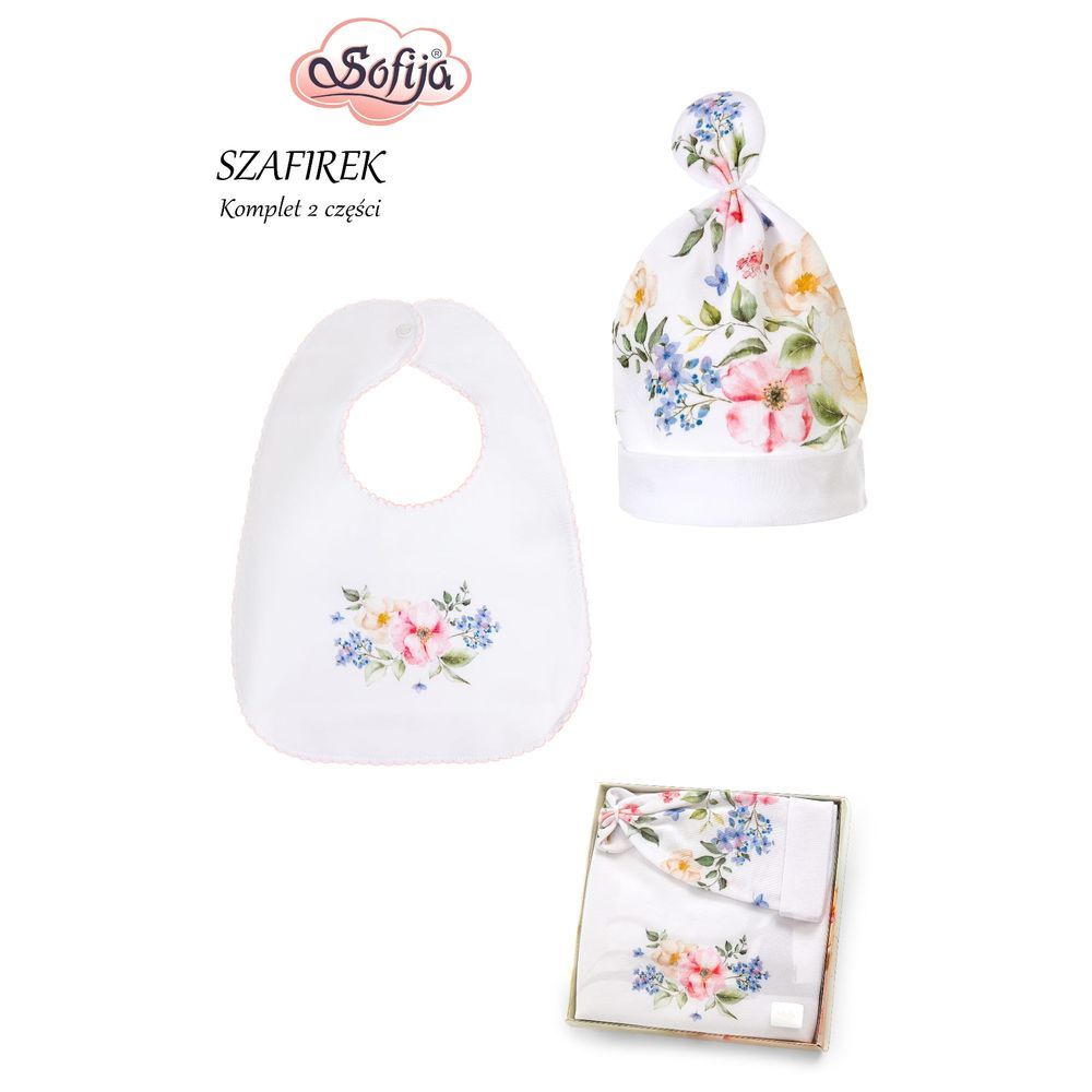 Sofija - 2pc-Set - Szafirek Hat & Bib - White