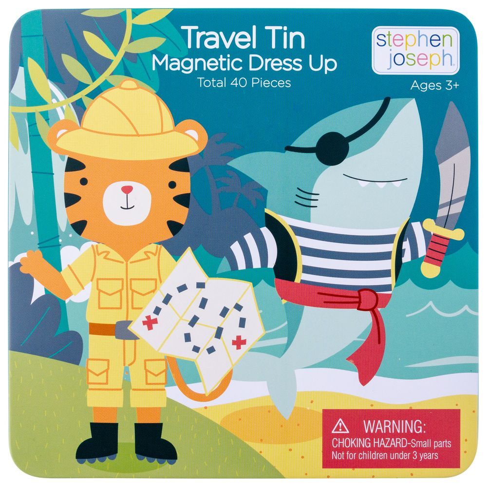 Stephen Joseph - Magnetic Dress Up Doll Travel Tin - Shark & Tiger