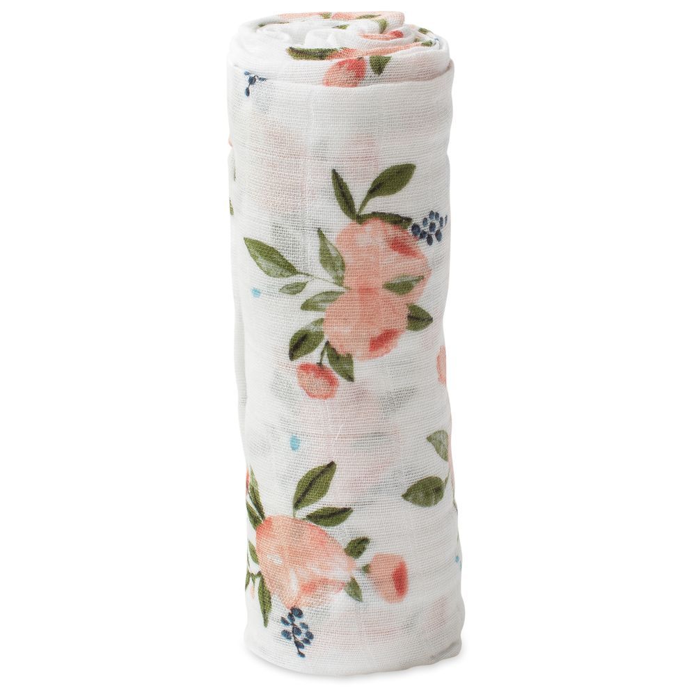 Little Unicorn - Cotton Muslin Swaddle - Watercolor Roses