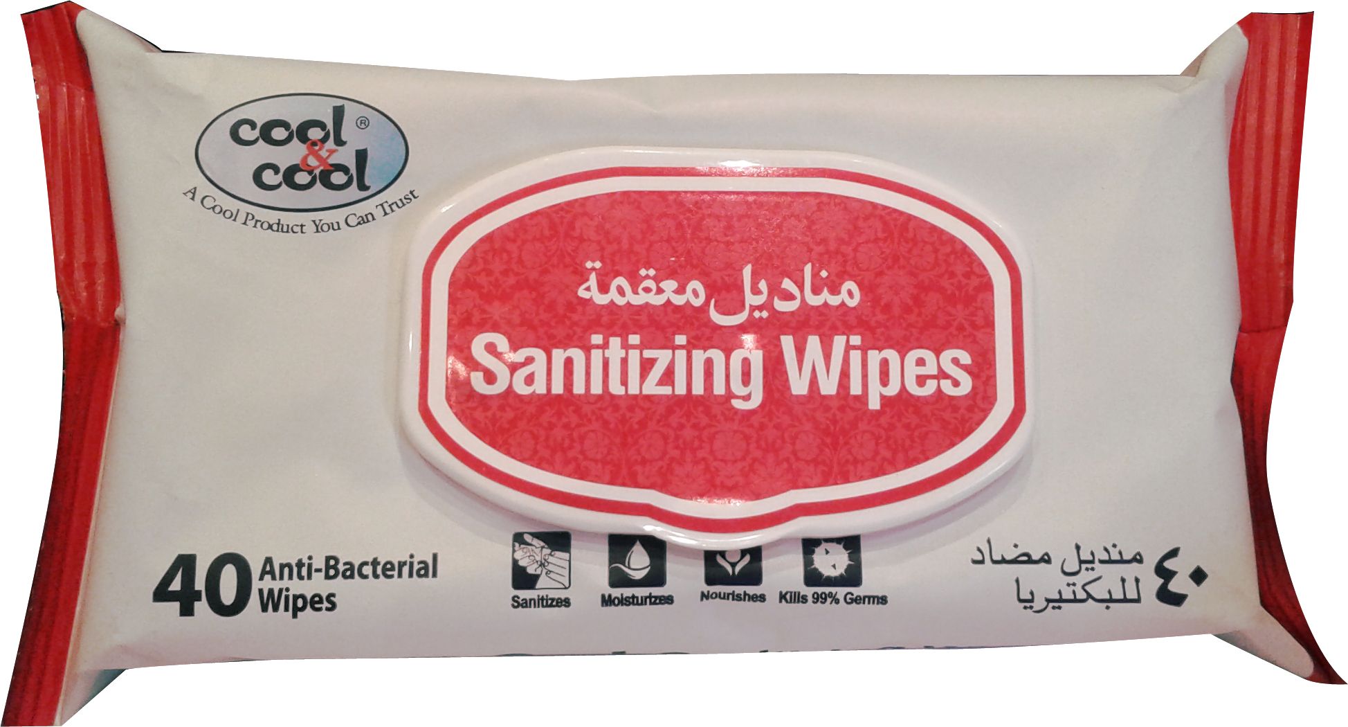 Cool & Cool Sanitizing Wipes - 40 Wipes