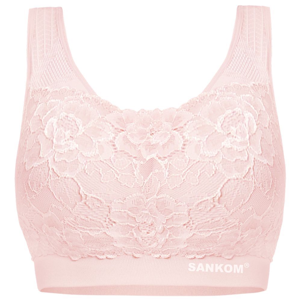 Sankom - Posture Bra With Lace - Pink