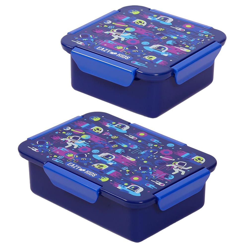 Eazy Kids - Astronauts Lunch Box Set 2pcs - Blue