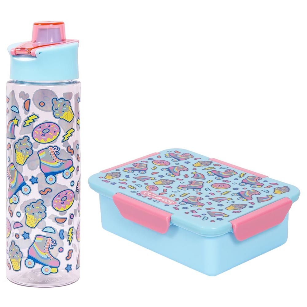 Eazy Kids - Gen Z Skater Lunch Box & Water Bottle W/ Lid 750ml - Blue