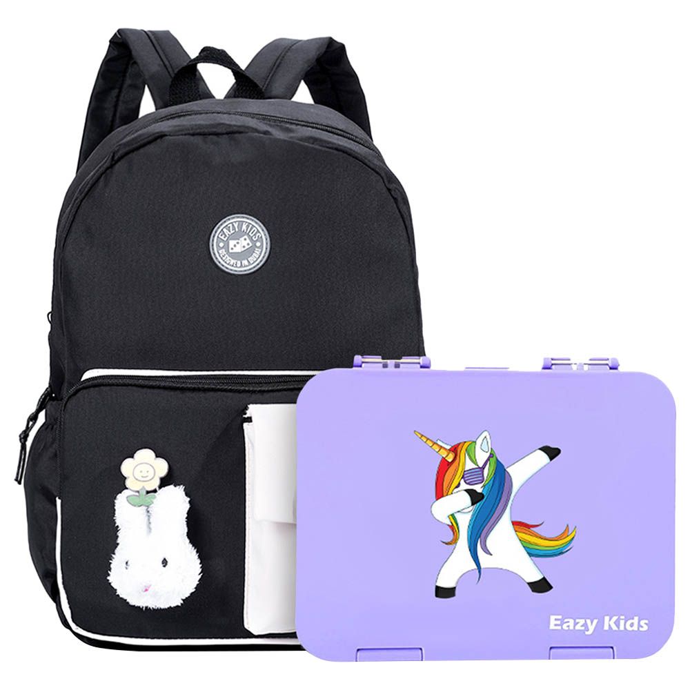 Eazy Kids - Vogue School Bag w/ Bento Lunch Box - Black