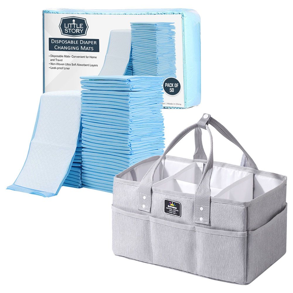 Sunveno - Diaper Caddy With Changing Mats - Pack Of 50 - Grey