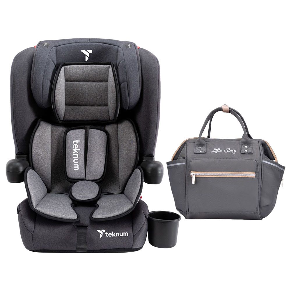 Teknum - Pack & Go Foldable Car Seat With Diaper Bag - Grey